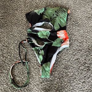 NWOT SHEIN Tropical Print Cutout Swimsuit size Small